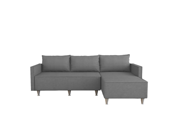 English Elm Aybuke Reversible Sectional Sofa with Semi-Firm Cushions, Easy Assembly, Solid Wood Frame, Compact Comfort Grey B029S00010