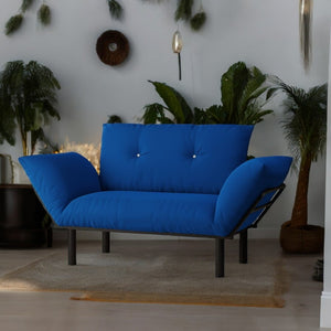 English Elm Ada Compact Upholstered Loveseat with Elevated Legs for Small Living Rooms Blue B02949502