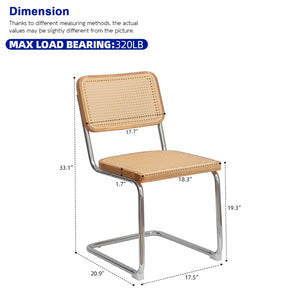 English Elm Dining Chairs Set of 4 Velvet Seat Woven Rattan Back Chrome Cantilever Frame W2105S00008