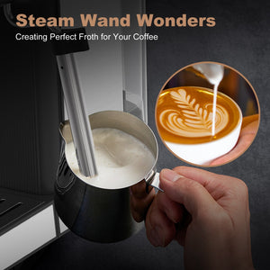 English Elm Geek Chef Stainless Espresso Machine 20 Bar Pressure Steam Wand Ese Pod Home W1002P177337