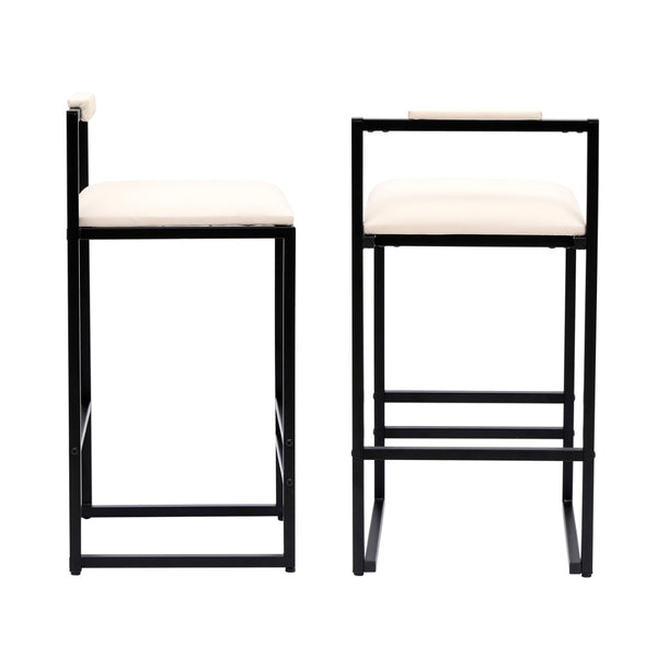 English Elm Set of 2 Modern Faux Leather Barstools with Iron Frame for Kitchen Island Seating W1757P163456