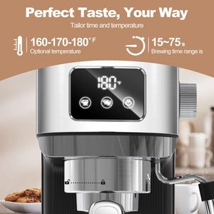 English Elm Geek Chef Stainless Espresso Machine 20 Bar Pressure Steam Wand Ese Pod Home W1002P177337