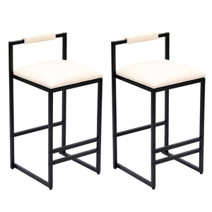 English Elm Set of 2 Modern Faux Leather Barstools with Iron Frame for Kitchen Island Seating W1757P163456
