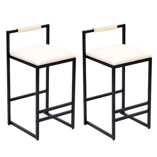 English Elm Set of 2 Modern Faux Leather Barstools with Iron Frame for Kitchen Island Seating W1757P163456