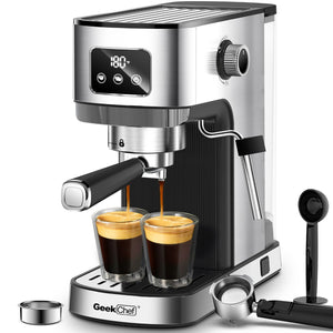 English Elm Geek Chef Stainless Espresso Machine 20 Bar Pressure Steam Wand Ese Pod Home W1002P177337