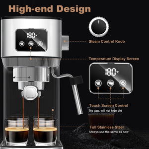 English Elm Geek Chef Stainless Espresso Machine 20 Bar Pressure Steam Wand Ese Pod Home W1002P177337