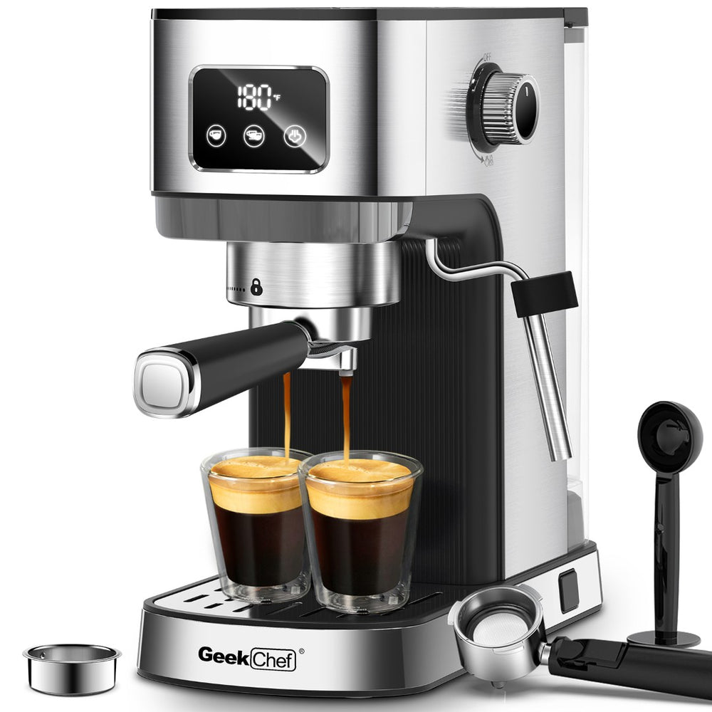 English Elm Geek Chef Stainless Espresso Machine 20 Bar Pressure Steam Wand Ese Pod Home W1002P177337
