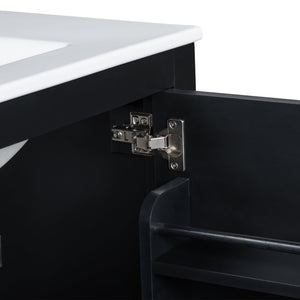 English Elm 30" Black Bathroom Vanity with Undermount Sink, Solid Wood Frame, Soft-Close Doors & Drawer Organizer WF324043AAB