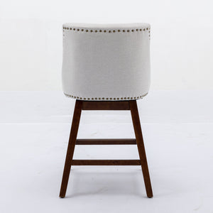 English Elm Counter Height Swivel Barstools with Curved Back Support, Plush Foam & Steel Spring Cushion, 300 lb Capacity Beige W1143P151490