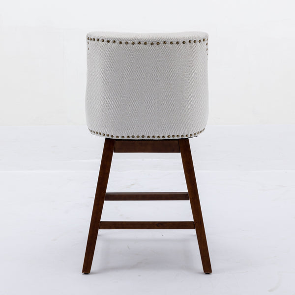 English Elm Counter Height Swivel Barstools with Curved Back Support, Plush Foam & Steel Spring Cushion, 300 lb Capacity Beige W1143P151490