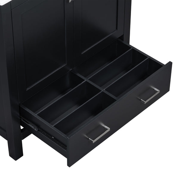 English Elm 30" Black Bathroom Vanity with Undermount Sink, Solid Wood Frame, Soft-Close Doors & Drawer Organizer WF324043AAB