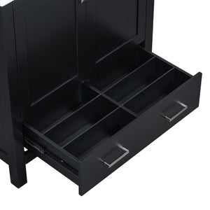English Elm Modern 48 Inch Freestanding Bathroom Vanity Dual Ceramic Sinks Soft Close Gold Handles Black N729P000001B