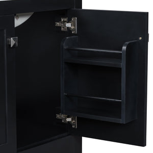 English Elm 30" Black Bathroom Vanity with Undermount Sink, Solid Wood Frame, Soft-Close Doors & Drawer Organizer WF324043AAB