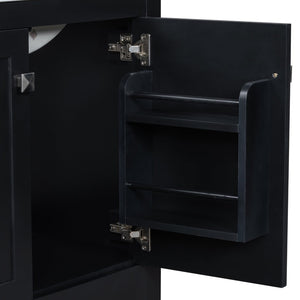 English Elm Modern 48 Inch Freestanding Bathroom Vanity Dual Ceramic Sinks Soft Close Gold Handles Black N729P000001B