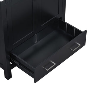 English Elm Modern 48 Inch Freestanding Bathroom Vanity Dual Ceramic Sinks Soft Close Gold Handles Black N729P000001B