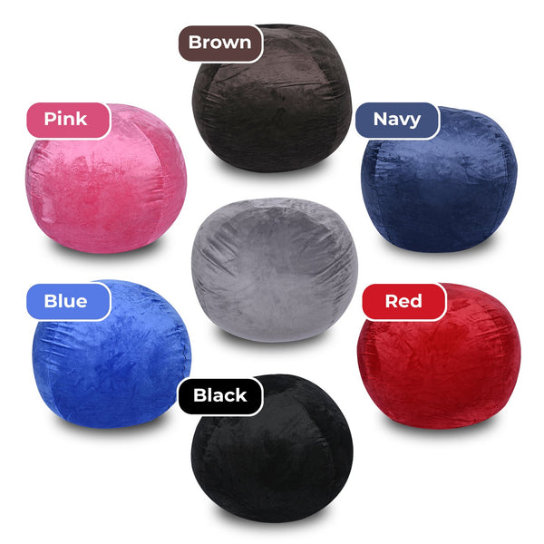 English Elm Minky Velvet Bean Bag Chair - 5Ft Plush Lounge Seat For Kids & Adults With Washable Cover & Foam Fill B181P178163