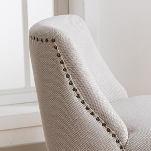 English Elm Counter Curved Back Swivel Barstool Set of 2 with 360° Rotation, Thick Cushions, Solid Wood Frame, 300 lb Capacity Beige W1143P151490