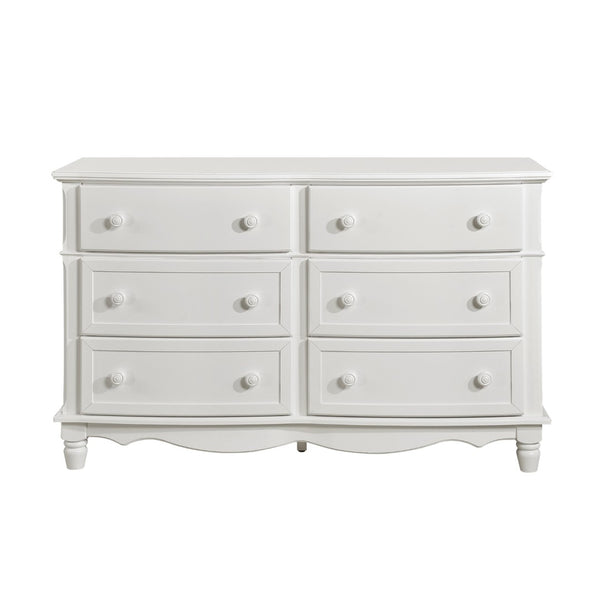 English Elm Classic White Six Drawer Dresser with Beadboard Paneling and Turned Feet for Kids B011P177571