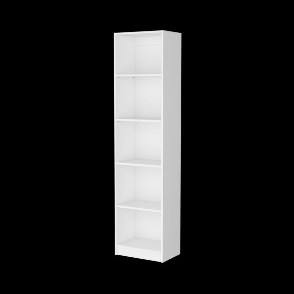 English Elm White Slim 5-Shelf Bookcase - Contemporary Vertical Storage Solution For Modern Spaces & Décor B062P175814-GIGA