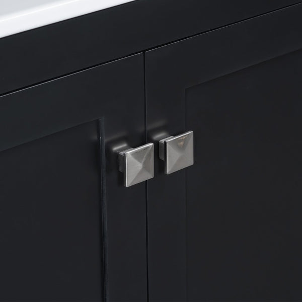 English Elm Modern 48 Inch Freestanding Bathroom Vanity Dual Ceramic Sinks Soft Close Gold Handles Black N729P000001B