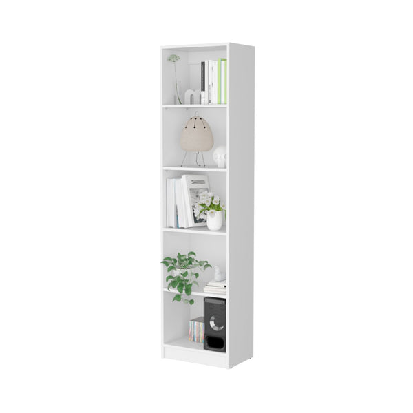 English Elm White Slim 5-Shelf Bookcase - Contemporary Vertical Storage Solution For Modern Spaces & Décor B062P175814-GIGA