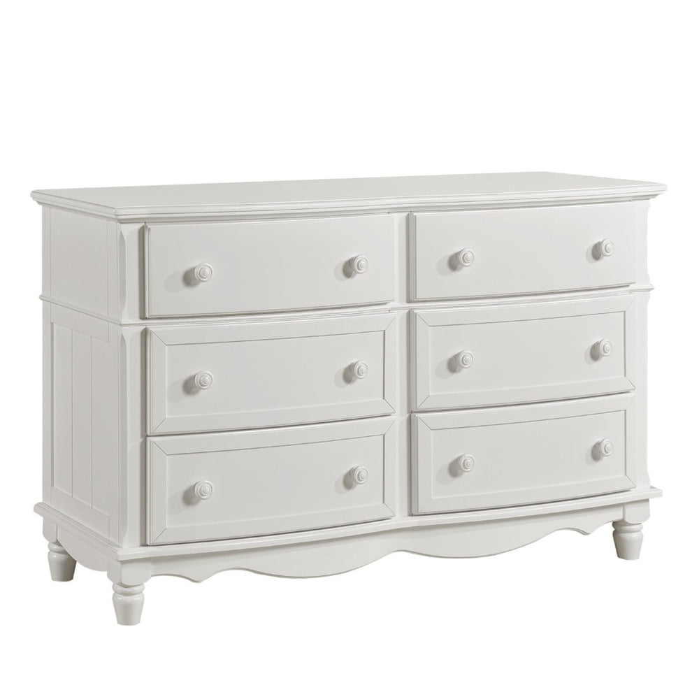 English Elm Classic White Six Drawer Dresser with Beadboard Paneling and Turned Feet for Kids B011P177571