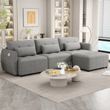 Hearth and Haven Cole 113.3" 2 Pieces Tufted L-Shaped Sofa with Movable Ottoman and USB, Grey SG000880AAE