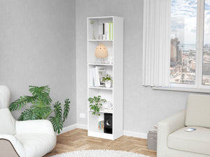 English Elm White Slim 5-Shelf Bookcase - Contemporary Vertical Storage Solution For Modern Spaces & Décor B062P175814-GIGA