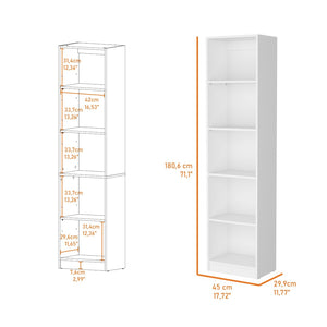 English Elm White Slim 5-Shelf Bookcase - Contemporary Vertical Storage Solution For Modern Spaces & Décor B062P175814-GIGA