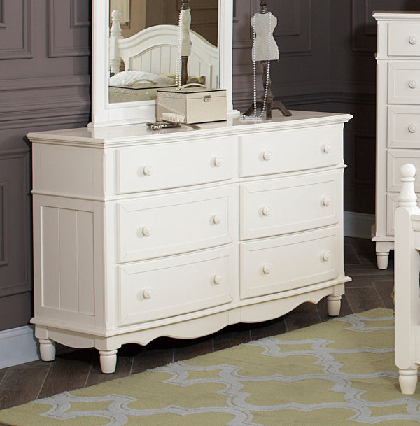 English Elm Classic White Six Drawer Dresser with Beadboard Paneling and Turned Feet for Kids B011P177571
