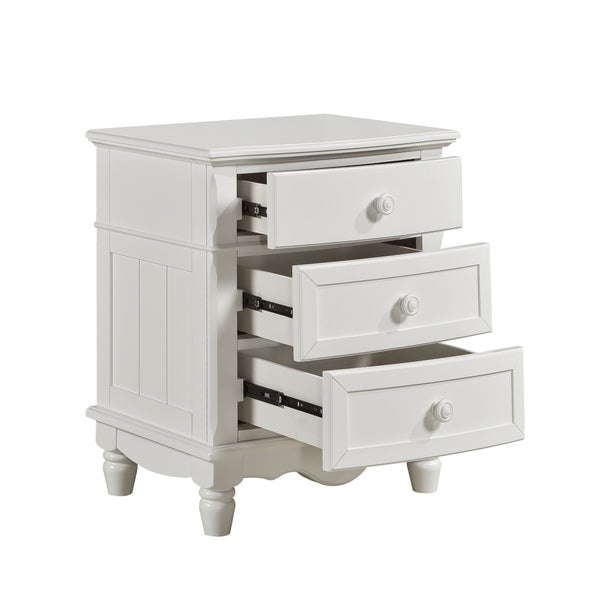 English Elm Classic Clementine White Nightstand - 3 Drawers, Beadboard Panels, Turned Feet, Kid-Friendly 23.5"x17"x28.5" B011P177570