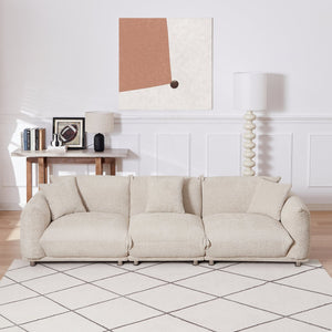 English Elm Originality Mid-Century Curry Lambswool Sherpa 4-Seater Sofa with Metal Legs, Modular Comfort Design Camel W542S00020