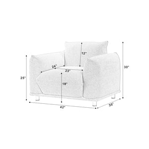 English Elm Sherpa Oversized Sherpa Accent Chair 42" Lambswool Upholstered Armchair with Metal Legs, Black, Cozy Reading Sofa W542P152329