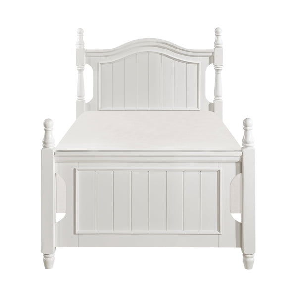 English Elm Classic Twin Size Poster Bed In White Finish - Timeless Wooden Furniture For Cozy Kids' Rooms B011S00866