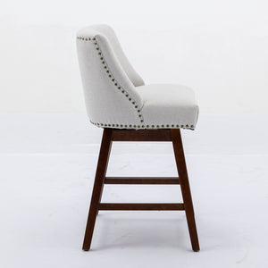 English Elm Counter Height Swivel Barstools with Curved Back Support, Plush Foam & Steel Spring Cushion, 300 lb Capacity Beige W1143P151490