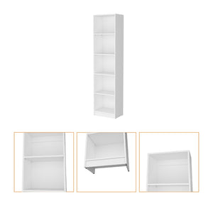 English Elm White Slim 5-Shelf Bookcase - Contemporary Vertical Storage Solution For Modern Spaces & Décor B062P175814-GIGA