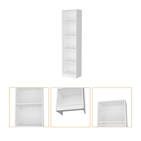 English Elm White Slim 5-Shelf Bookcase - Contemporary Vertical Storage Solution For Modern Spaces & Décor B062P175814-GIGA