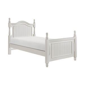 English Elm Classic Twin Size Poster Bed In White Finish - Timeless Wooden Furniture For Cozy Kids' Rooms B011S00866