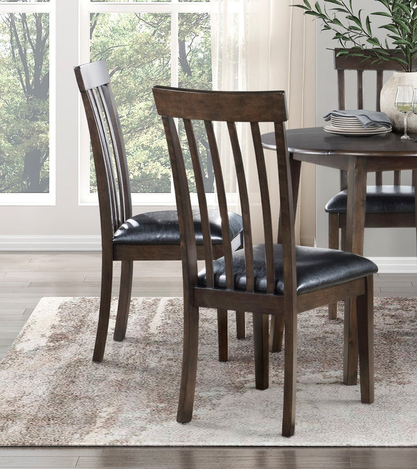 English Elm Espresso Rustic Wood Frame Dining Chairs Set of 2 with Black Faux Leather Seats, Compact Comfort B011P178141