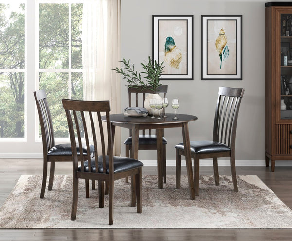 English Elm Espresso Rutland Small Round Dining Table with Dual Drop Leaves Seats Four Espresso Finish Wood B011P284426