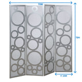 English Elm Arvada 4-Panel Wood Room Divider With Circle Pattern, Silver