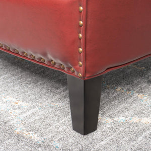 English Elm Christopher Knight Home® - CHARLES Plush Club Chair with Studded Accents and Birch Legs — Luxurious Comfort for Living Rooms Red 31 L x 29.5 W x 26 H 61283.00PURED