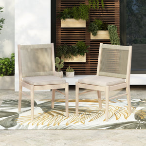 English Elm Cordoba Acacia Wood Rope Wrapped Dining Chairs Artisan Set of Two for Any Room 74435.00