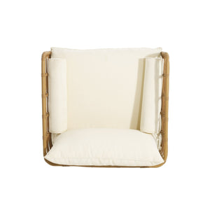 English Elm 2-piece Wicker Accent Chair Set Boho Rattan Weave with Aluminum Frame and Side Table 72434002-63163