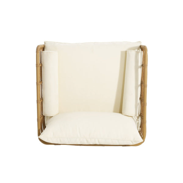 English Elm 2-piece Wicker Accent Chair Set Boho Rattan Weave with Aluminum Frame and Side Table 72434002-63163