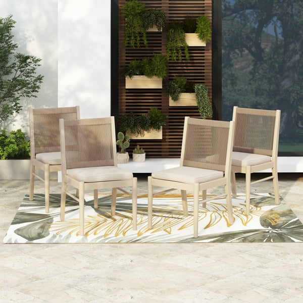 English Elm Cordoba Acacia Wood Rope Wrapped Dining Chairs Artisan Set of Two for Any Room 74435.00YLW