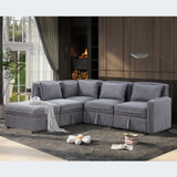 Hearth and Haven Helm 5 Pieces L-Shaped Sectional Sofa Set with Large Capacity Storage, Dark Grey W1998S00002