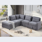 Hearth and Haven Helm 5 Pieces L-Shaped Sectional Sofa Set with Large Capacity Storage, Dark Grey W1998S00002