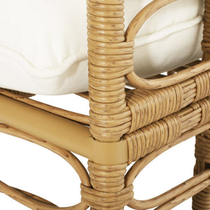 English Elm 2-piece Wicker Accent Chair Set Boho Rattan Weave with Aluminum Frame and Side Table 72434002-63163