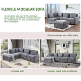 Hearth and Haven Helm 5 Pieces L-Shaped Sectional Sofa Set with Large Capacity Storage, Dark Grey W1998S00002